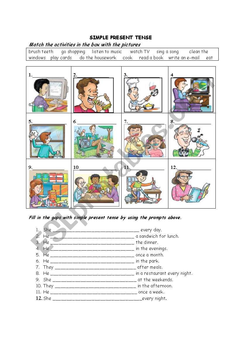 Writing In The Present Tense Worksheet