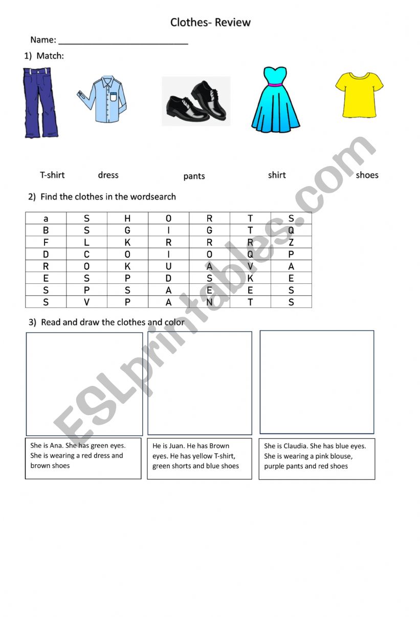clothe activities worksheet