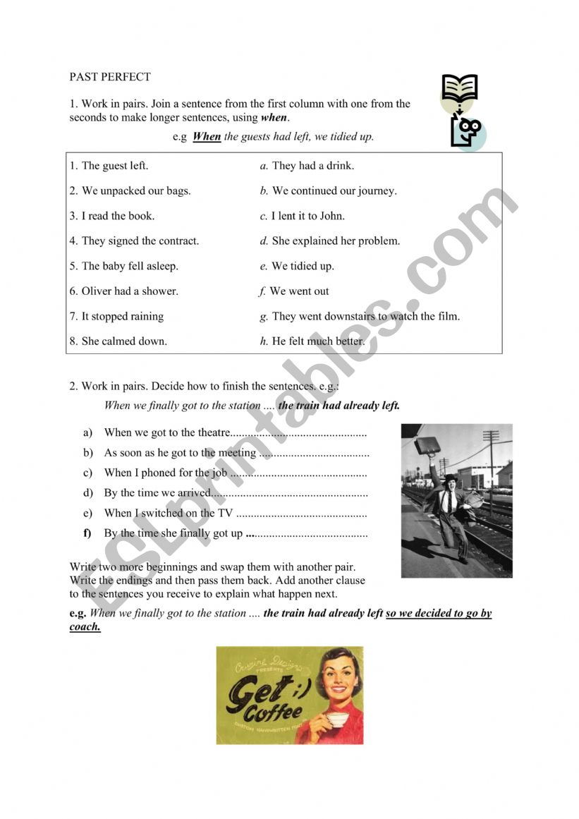Past Perfect activities worksheet