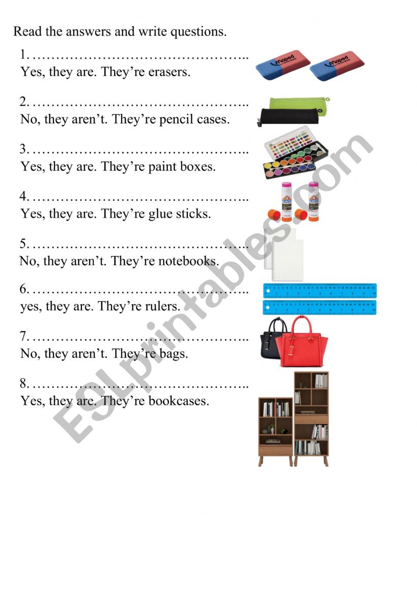 What are they? school things worksheet