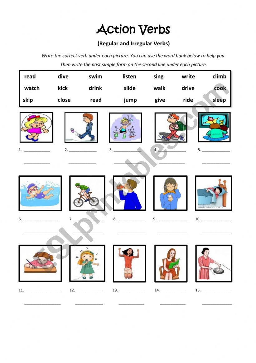 Action Verbs - Regular and Irregular Verbs