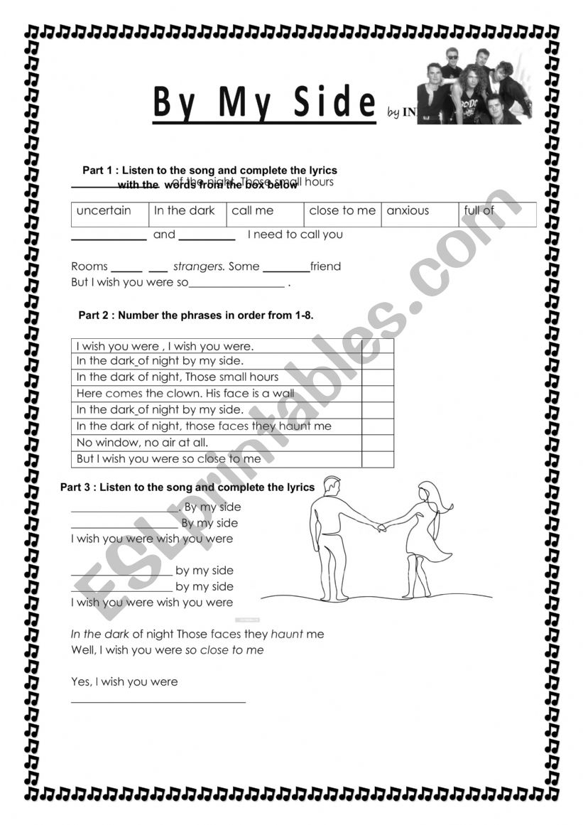 By My Side by INXS worksheet
