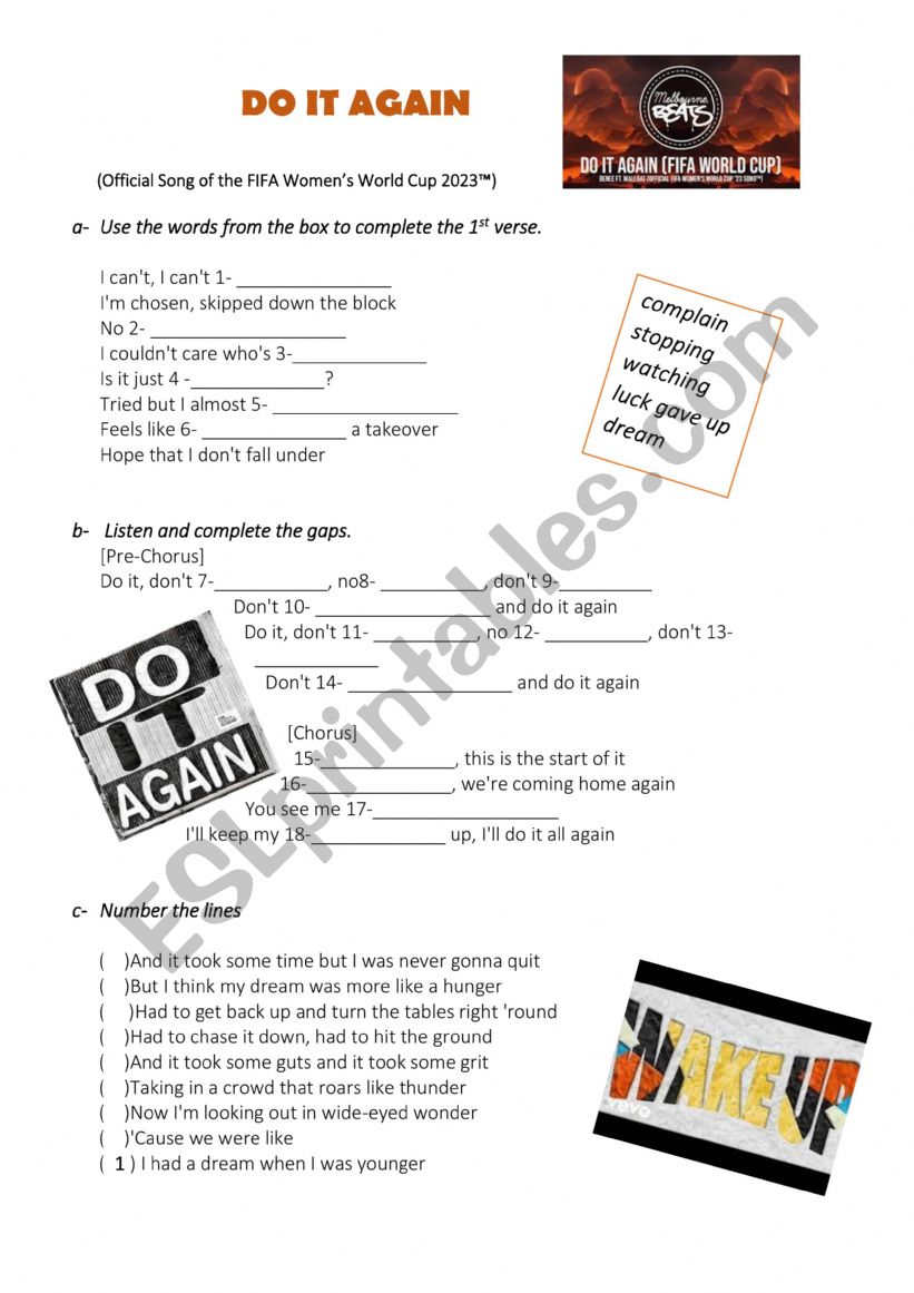 Do It Again worksheet