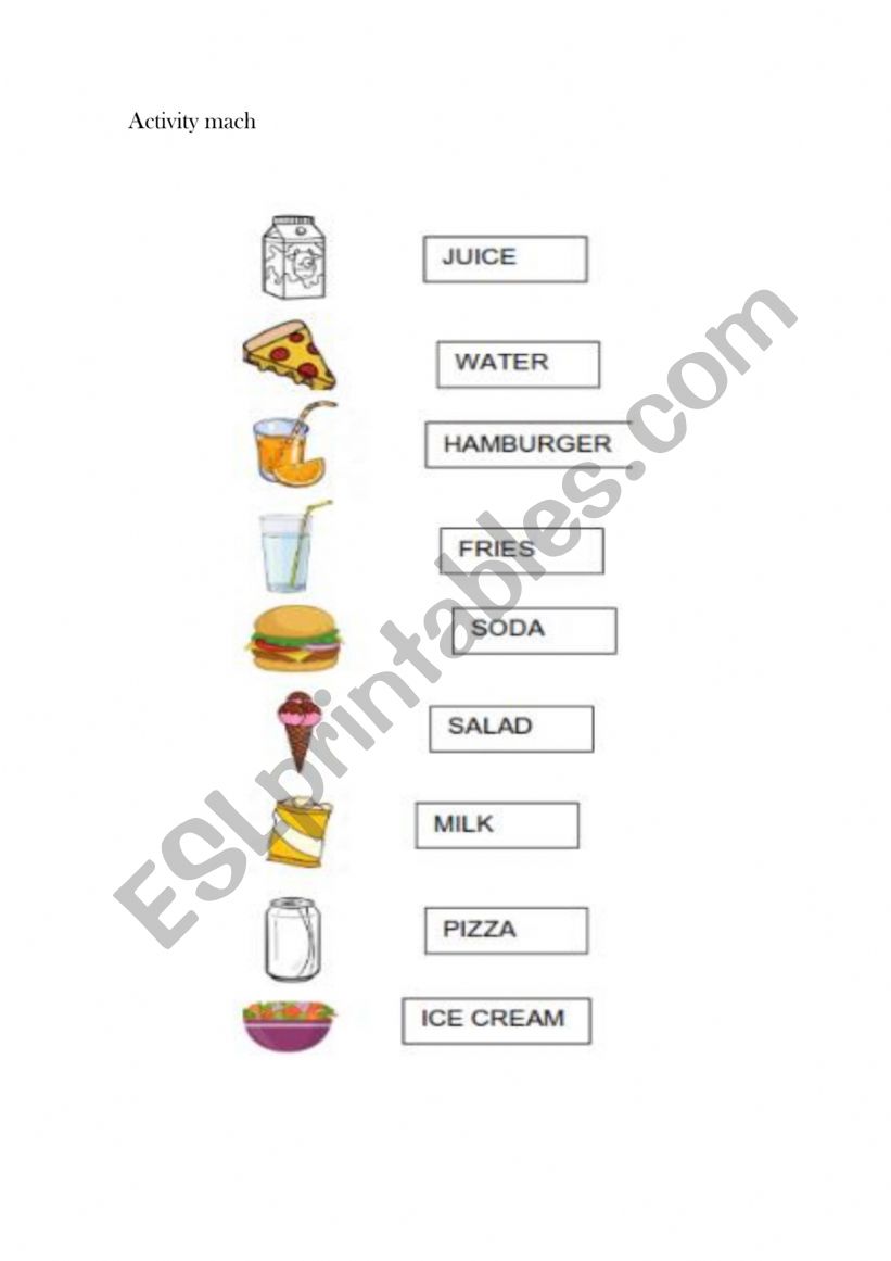 Food ACtivity worksheet