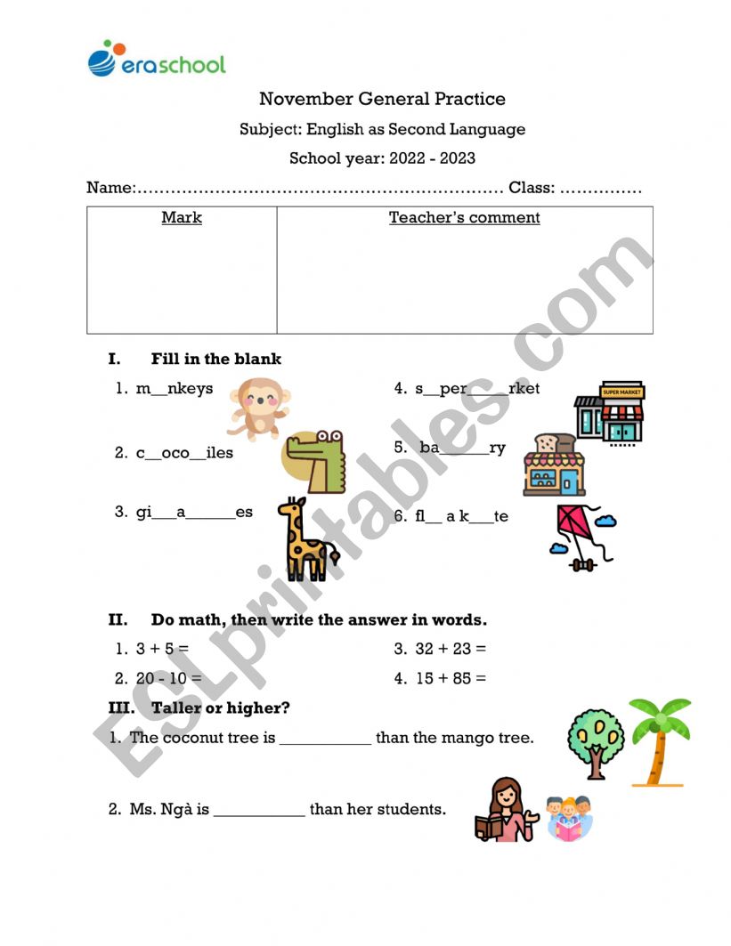 Monthly practice worksheet