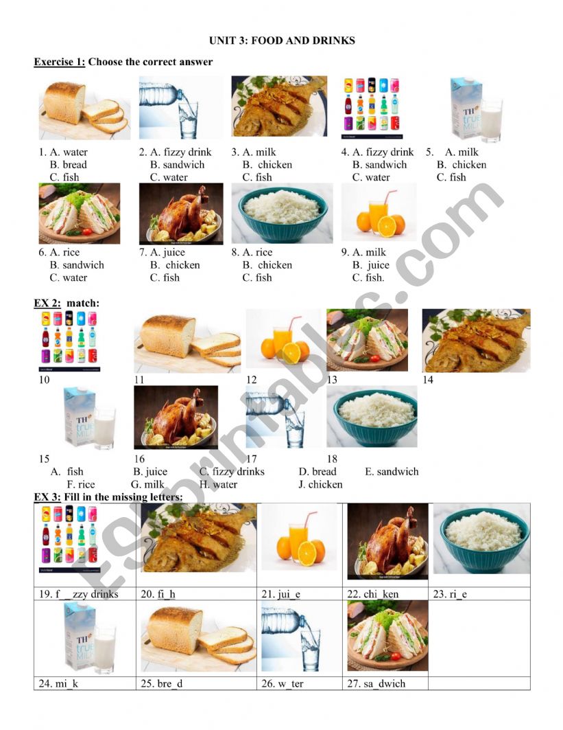 Drinks worksheet