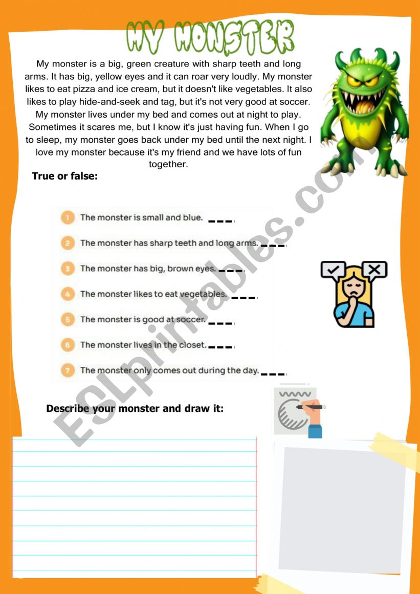 My monster worksheet