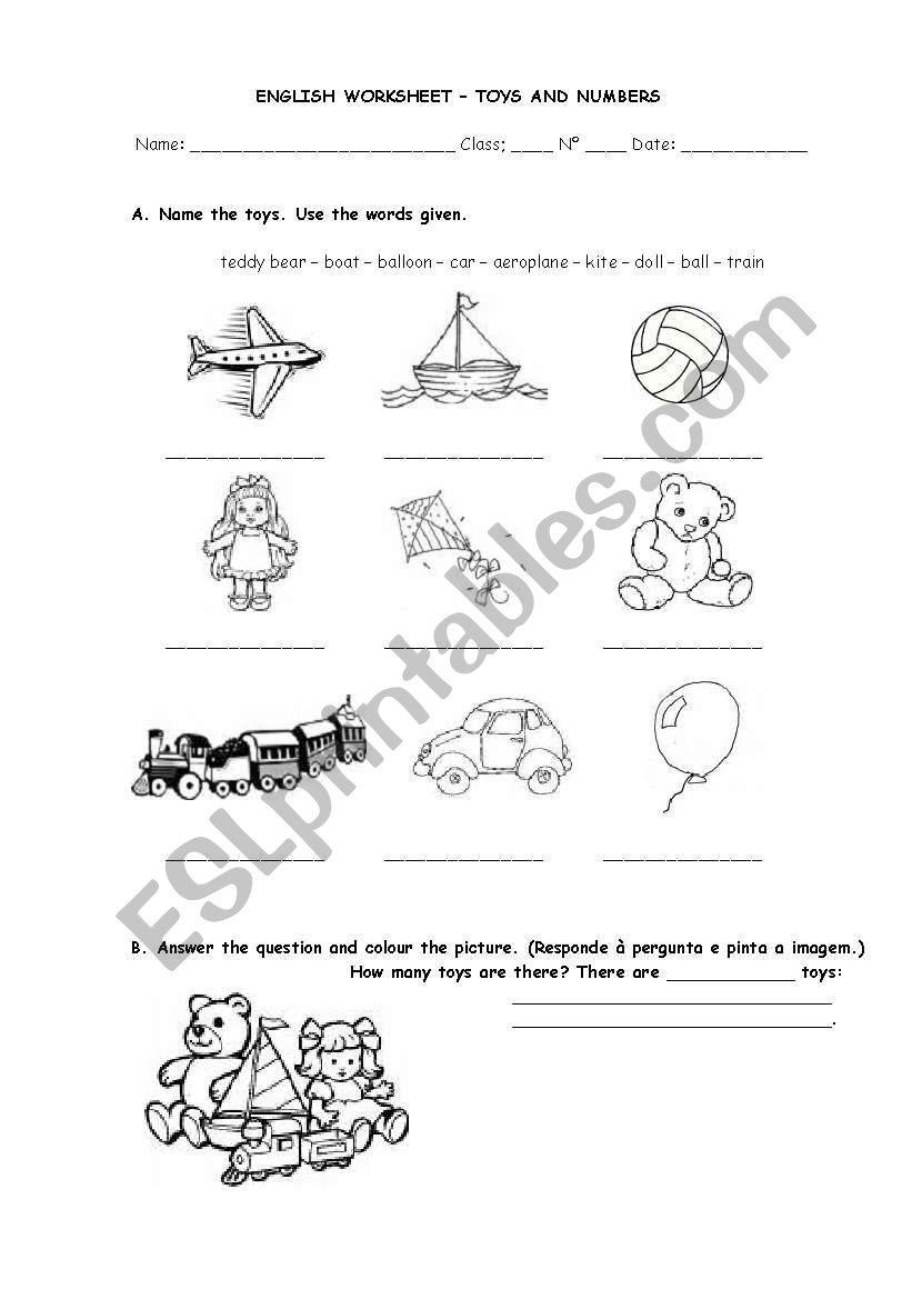 Toys worksheet