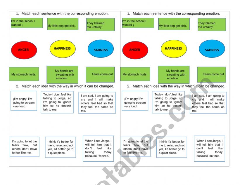 Emotions worksheet