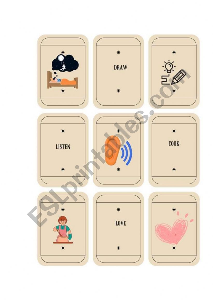 Memory Game Verbs worksheet