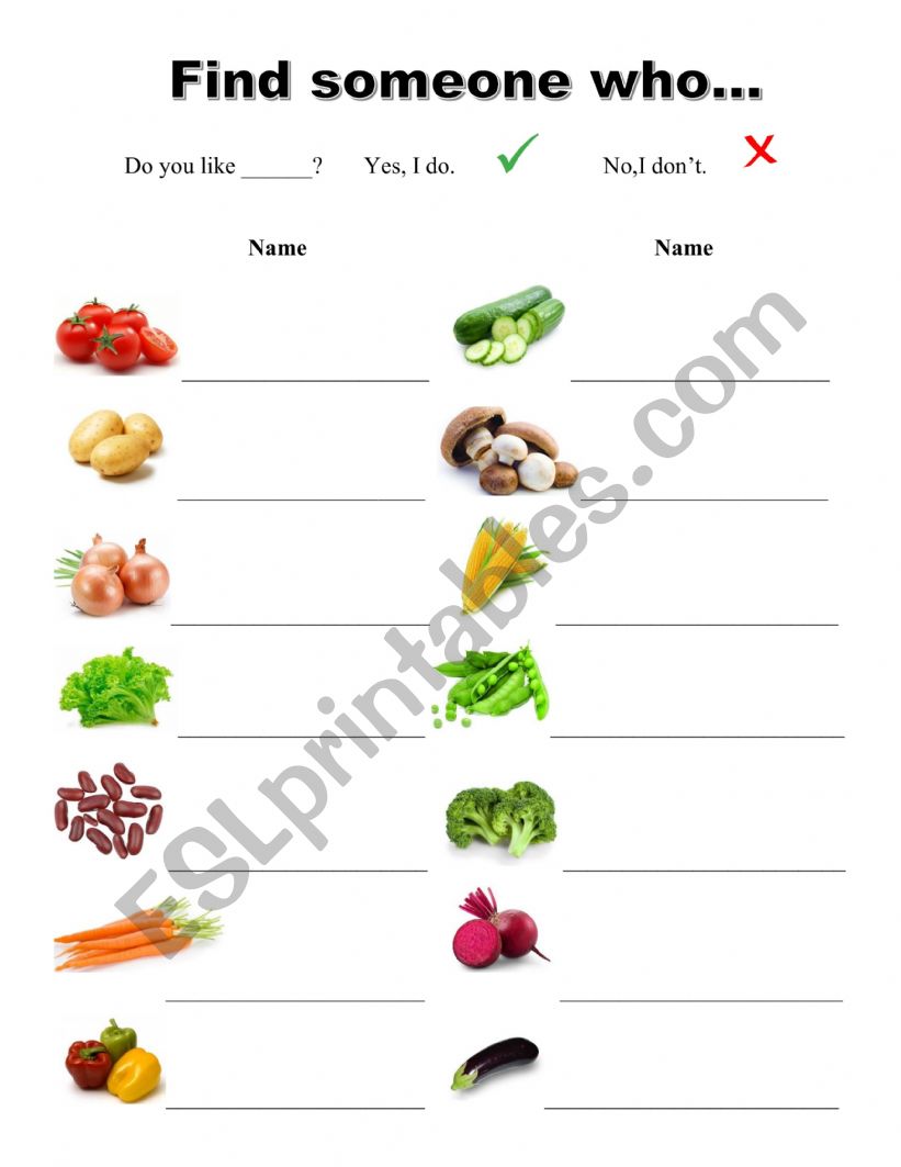 Find someone who - Food worksheet