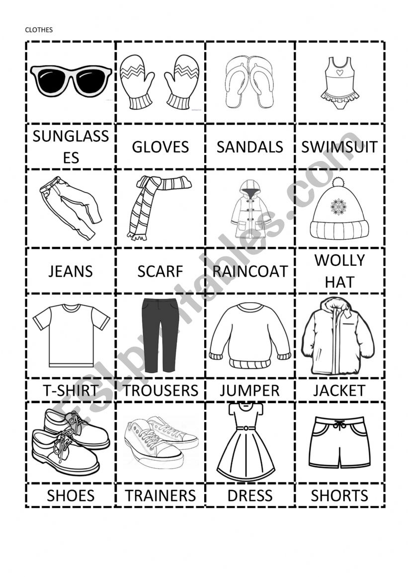 Clothes worksheet