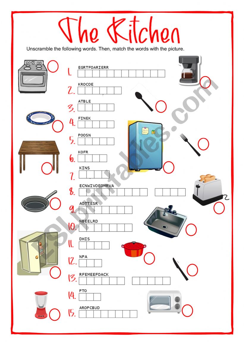 The Kitchen Vocabulary worksheet