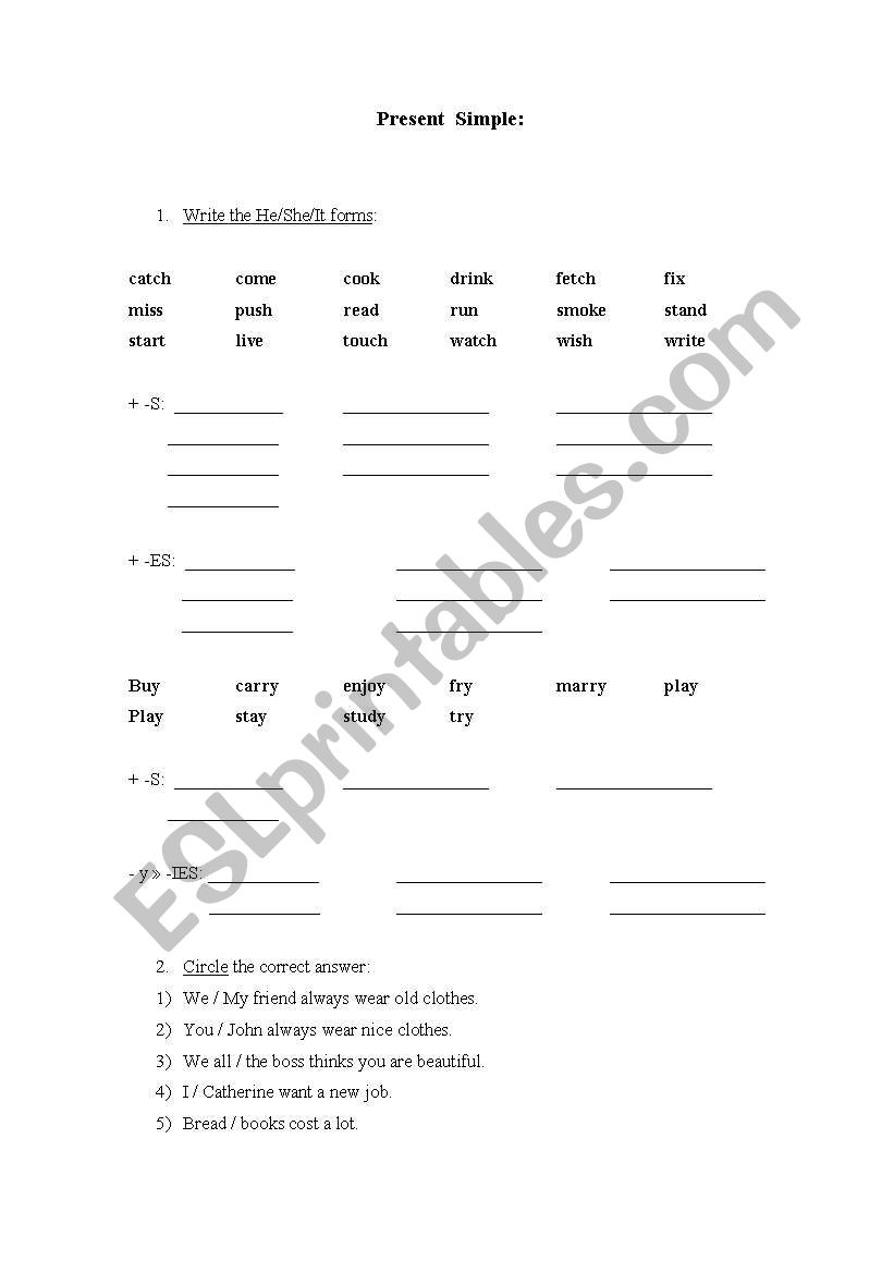 Present Simple worksheet