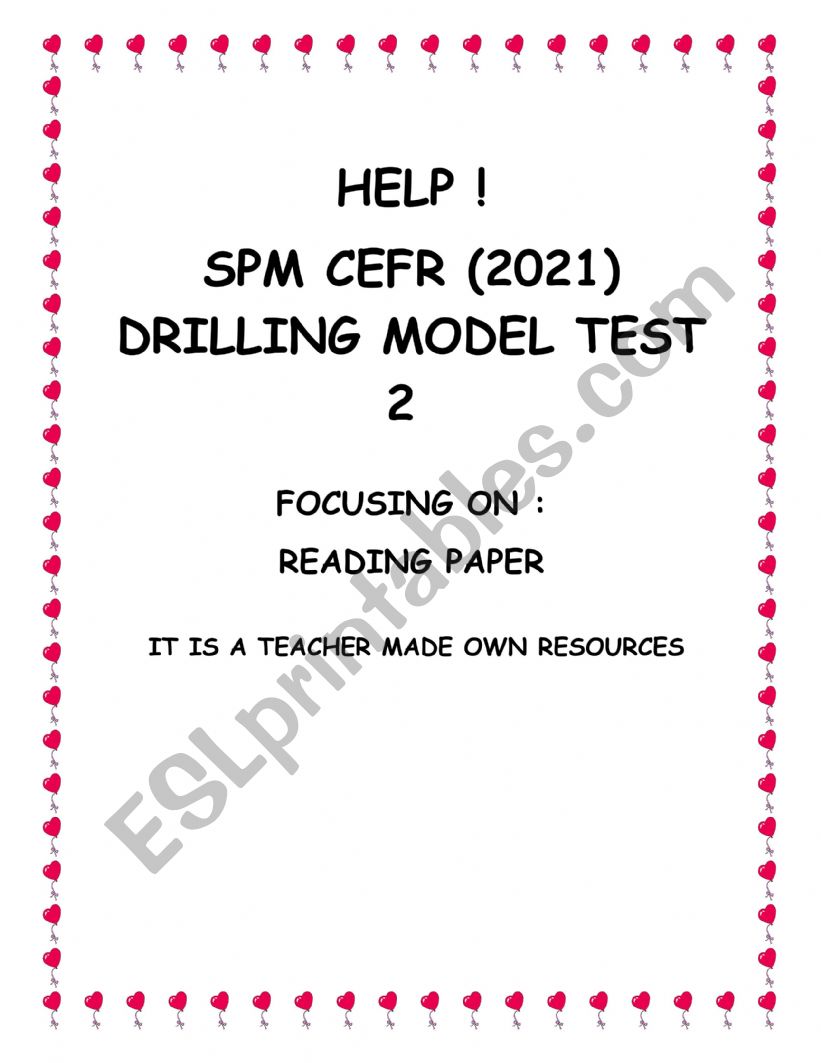 READING PAPER worksheet