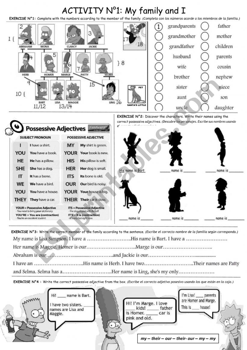 Family Simpsons worksheet