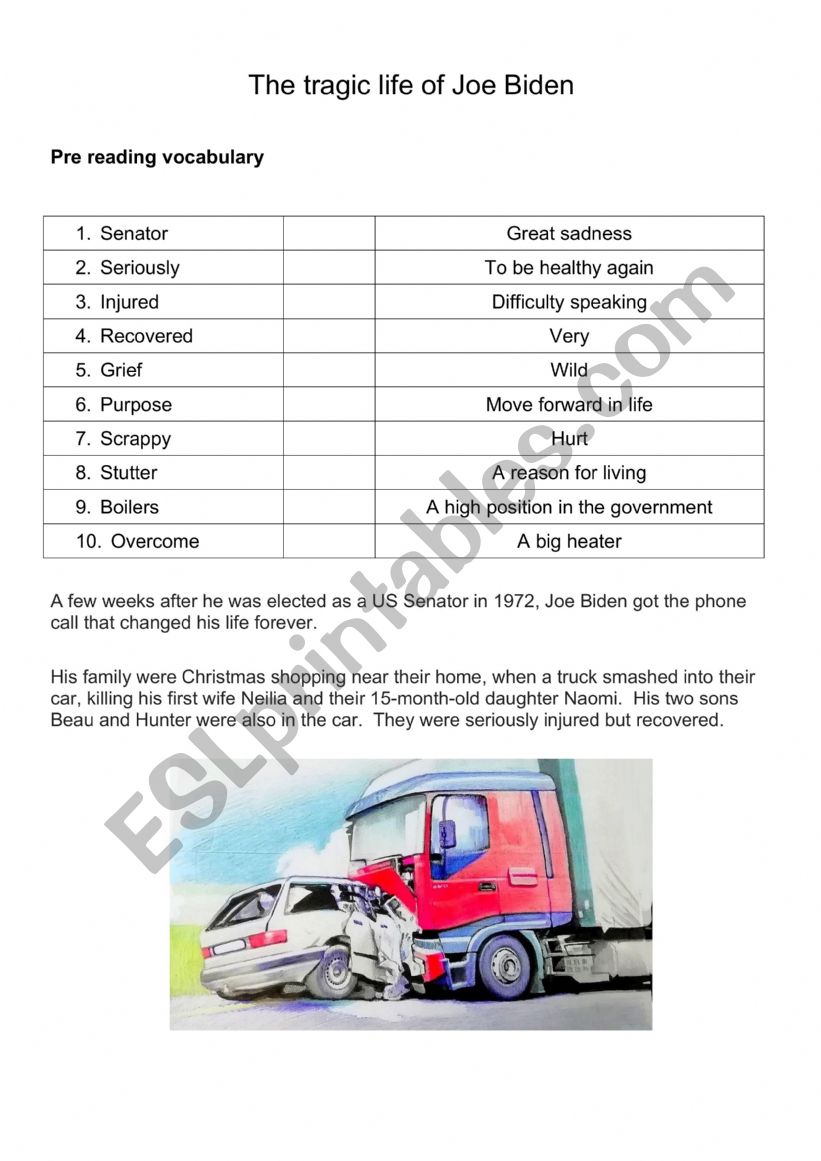 The tragic life of Joe Biden worksheet