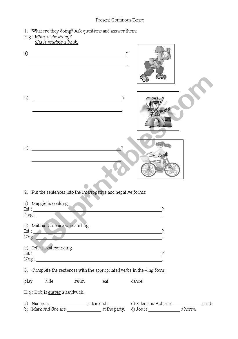 Present Continuous Tense worksheet