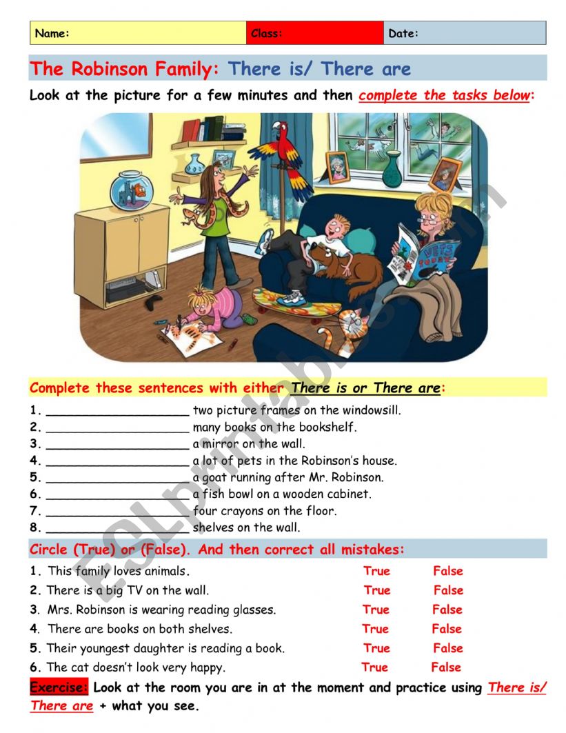 the robinson family worksheet