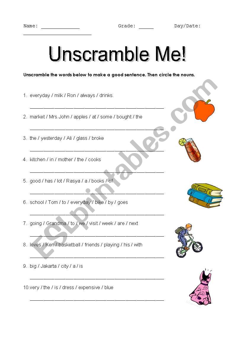 Unscramble Me! worksheet