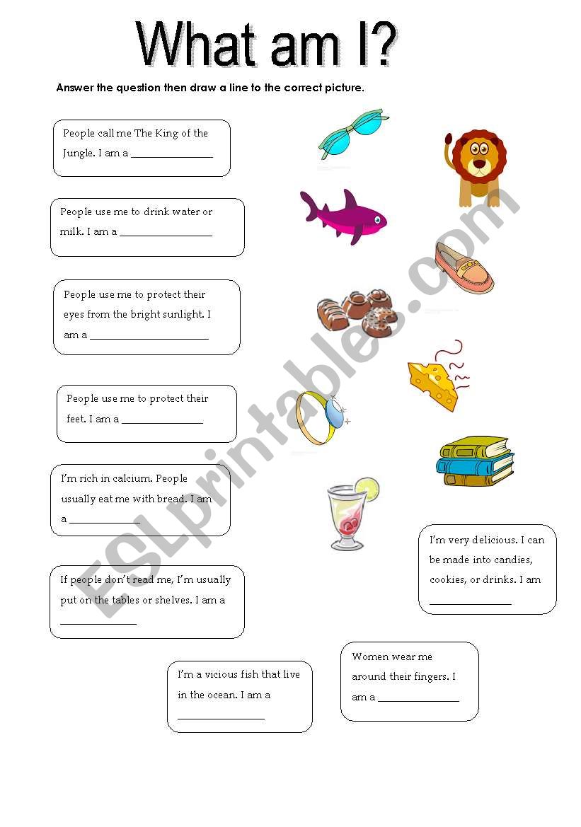 What Am I? worksheet