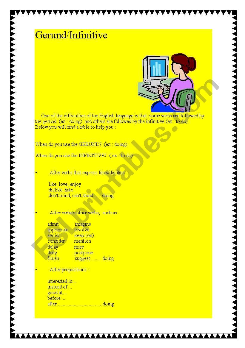 Gerund Vs  Infinitive worksheet