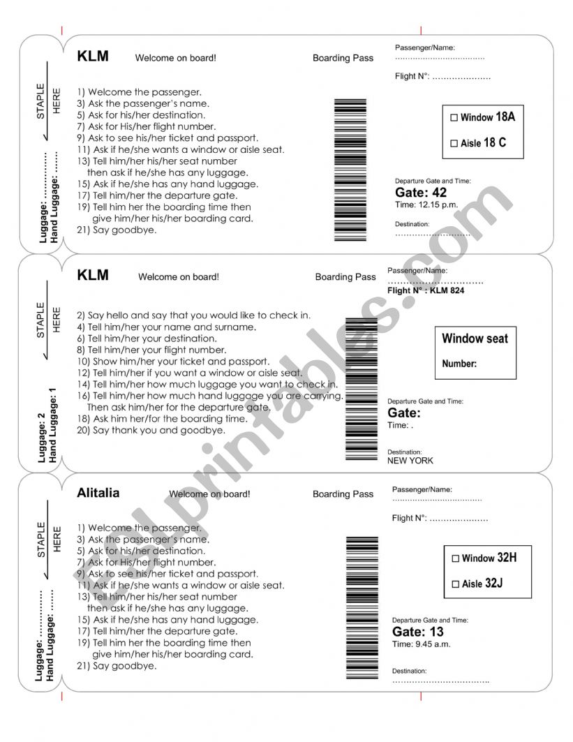 Airport worksheet