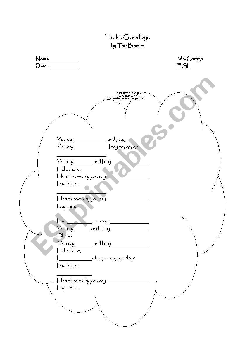 Hello, goodbye worksheet