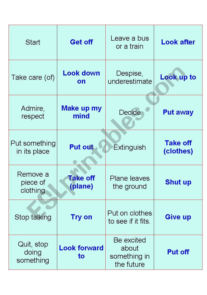 Domino - Phrasal Verbs worksheet