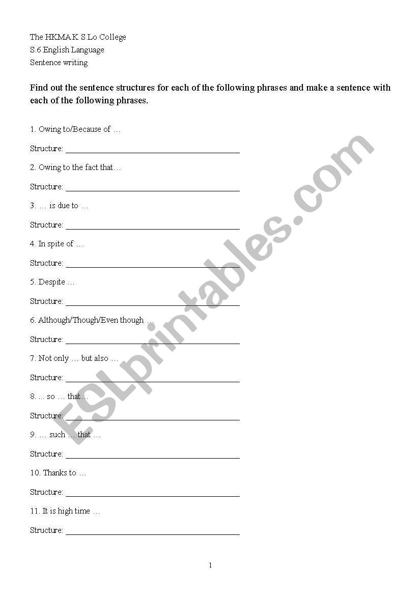 english-worksheets-sentence-writing