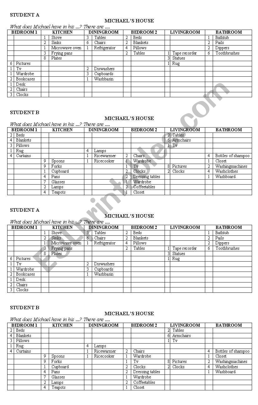 Describing apartment worksheet