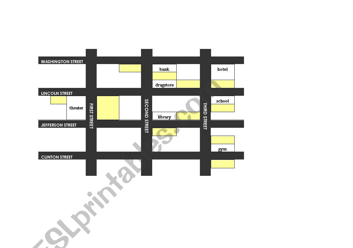 giving direction; map worksheet