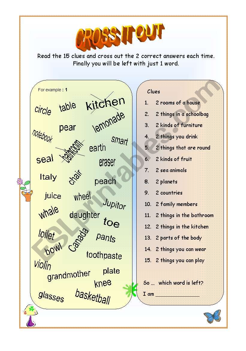 Cross It Out worksheet