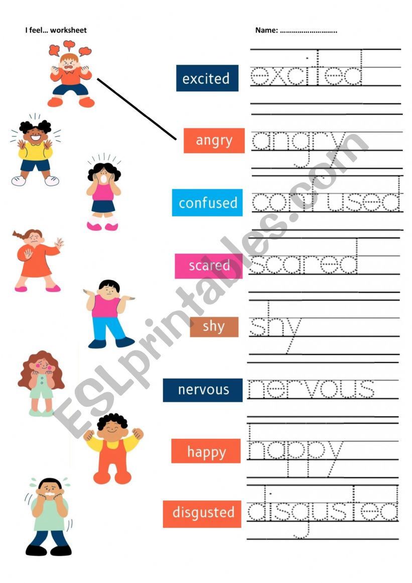 Emotions ( I feel .  ) worksheet