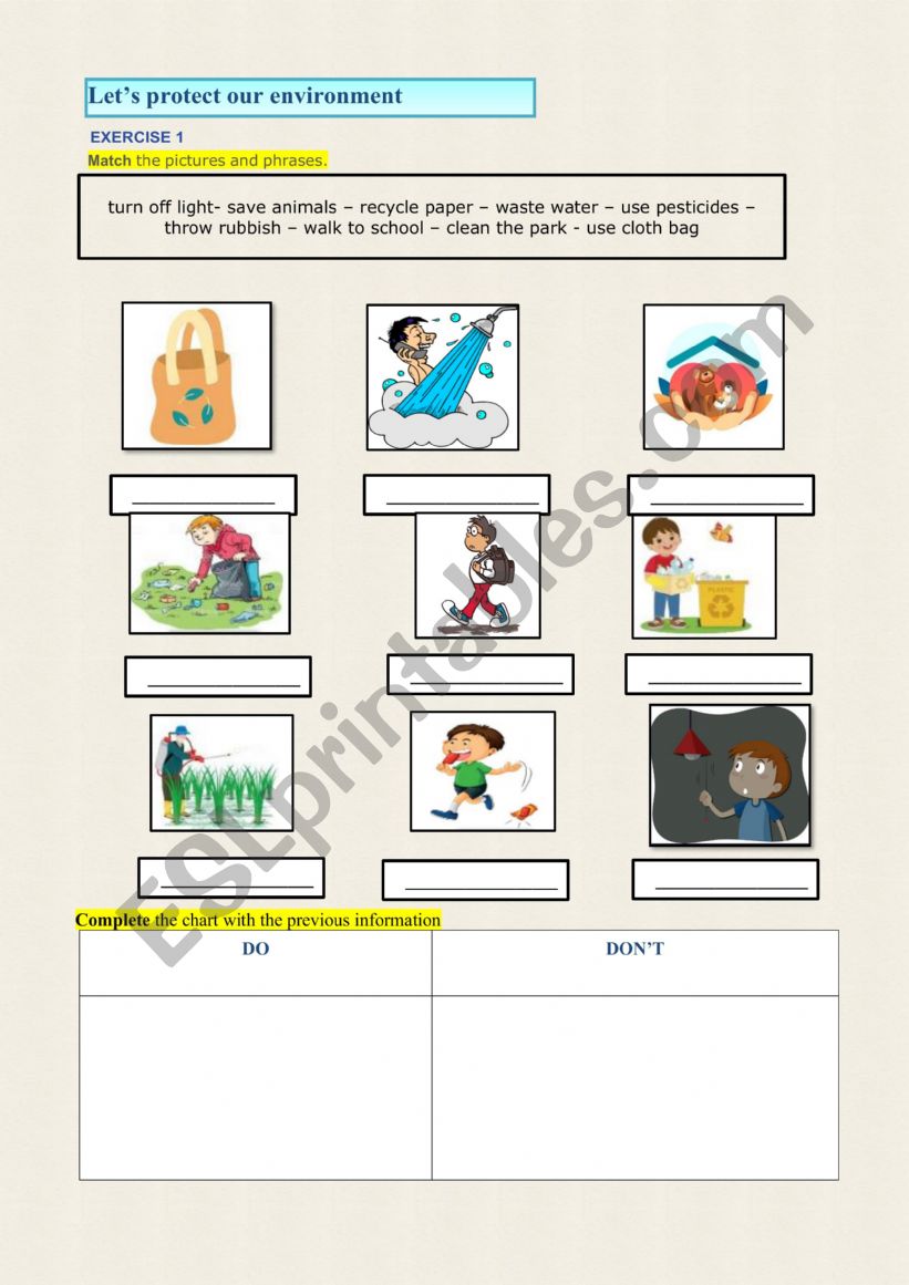 ENVIRONMENT worksheet