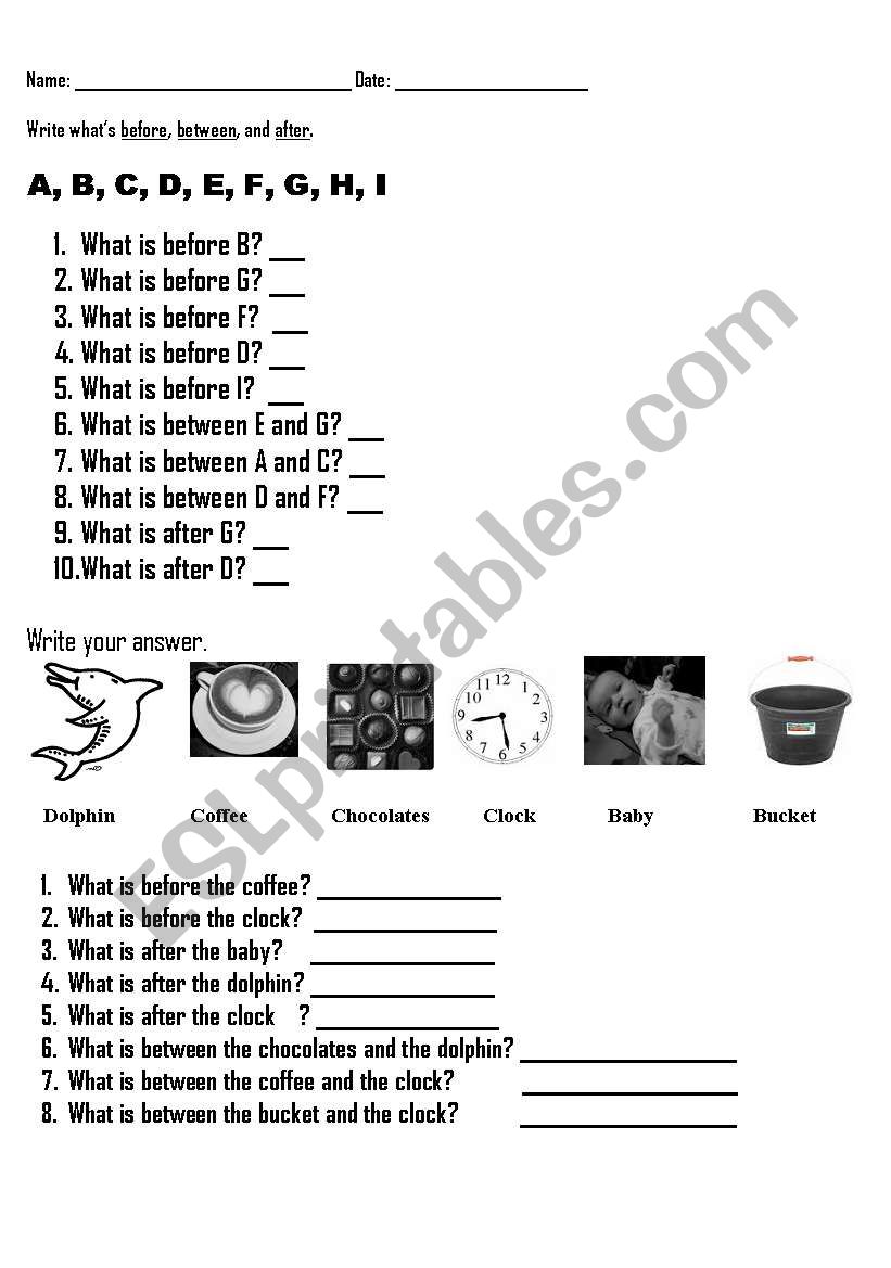 Preposition worksheet