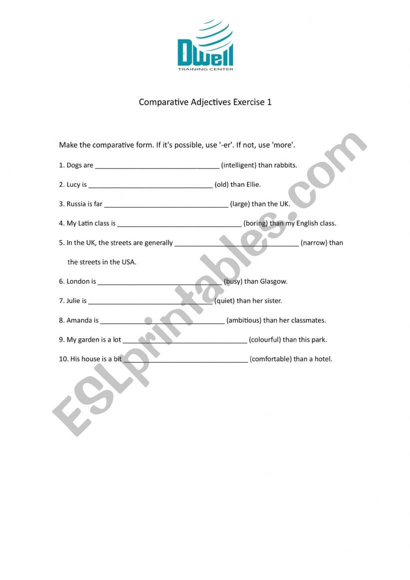 Excercise worksheet