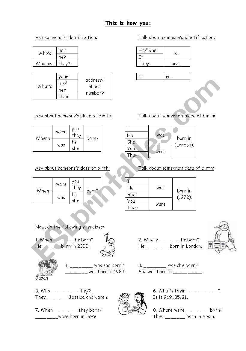 Personal Identification worksheet