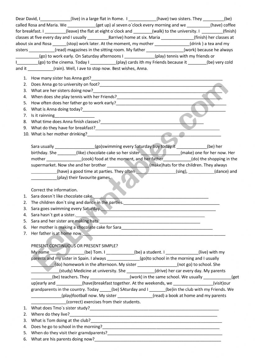 ficha 3- present simple worksheet