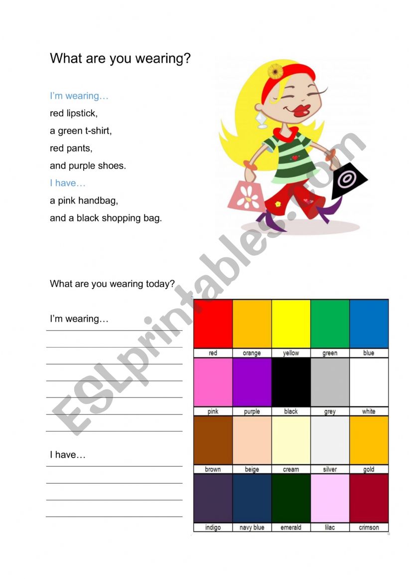 What are you wearing? worksheet