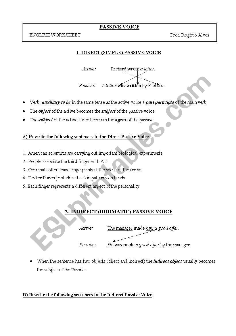 Passive voice worksheet