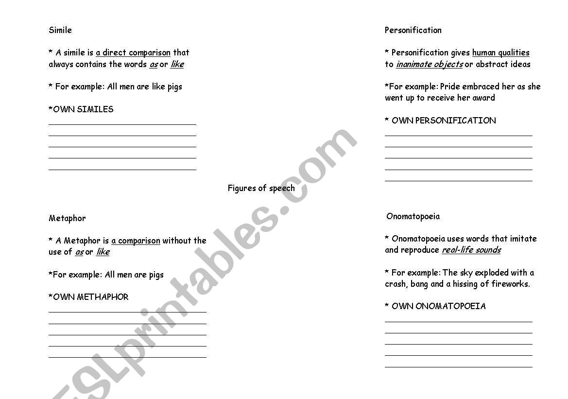 Figures of Speech worksheet