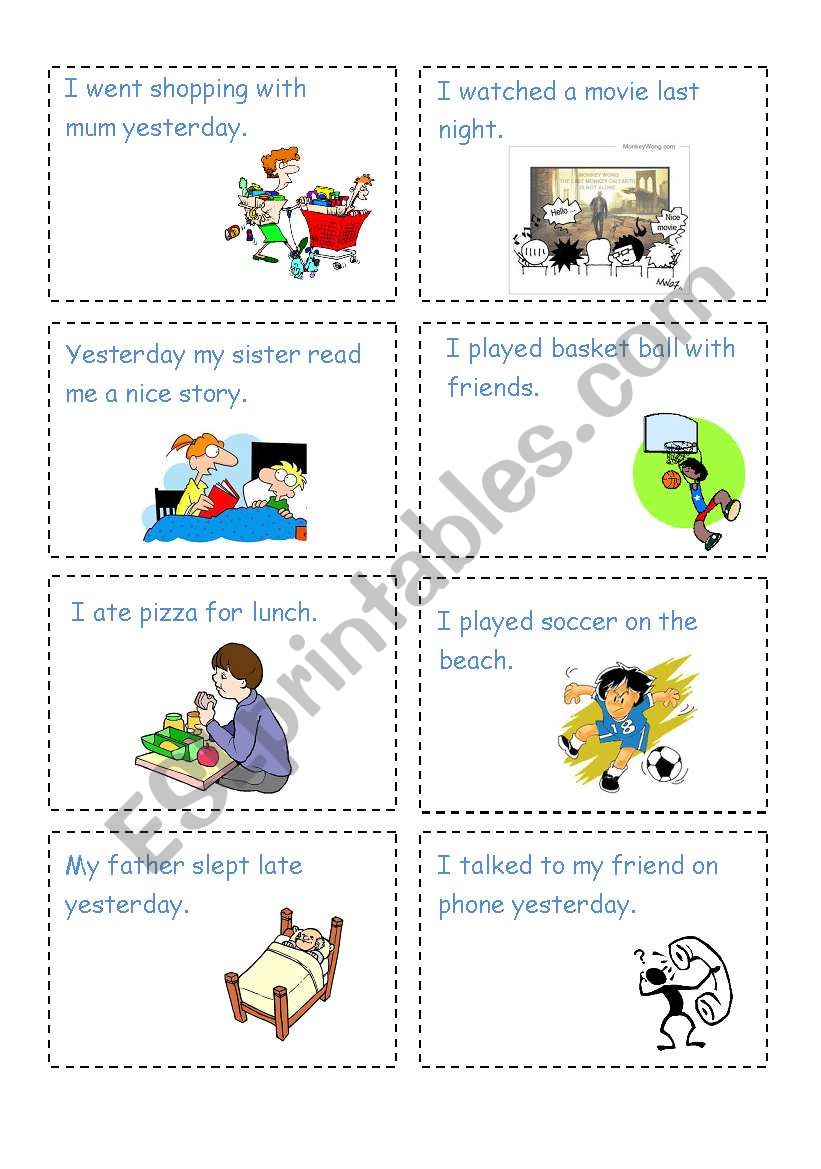 Miming activity cards-past tense