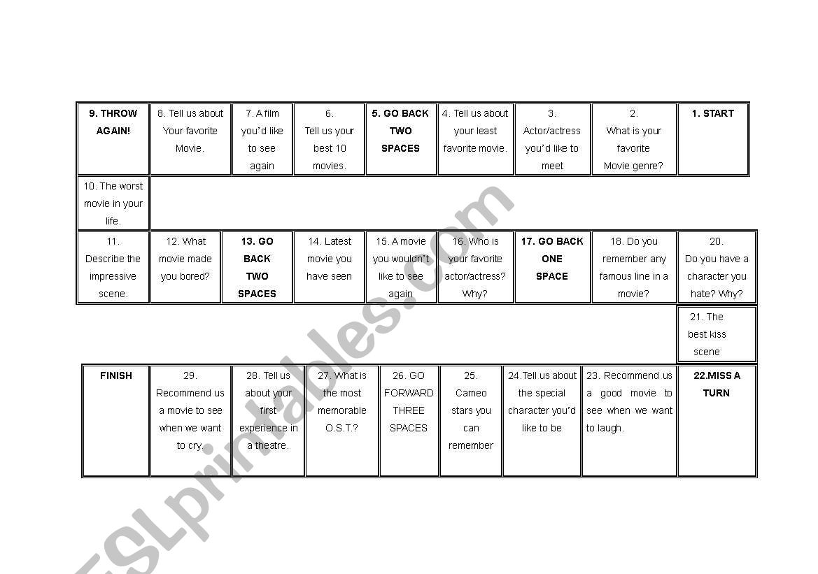 Board Game  worksheet