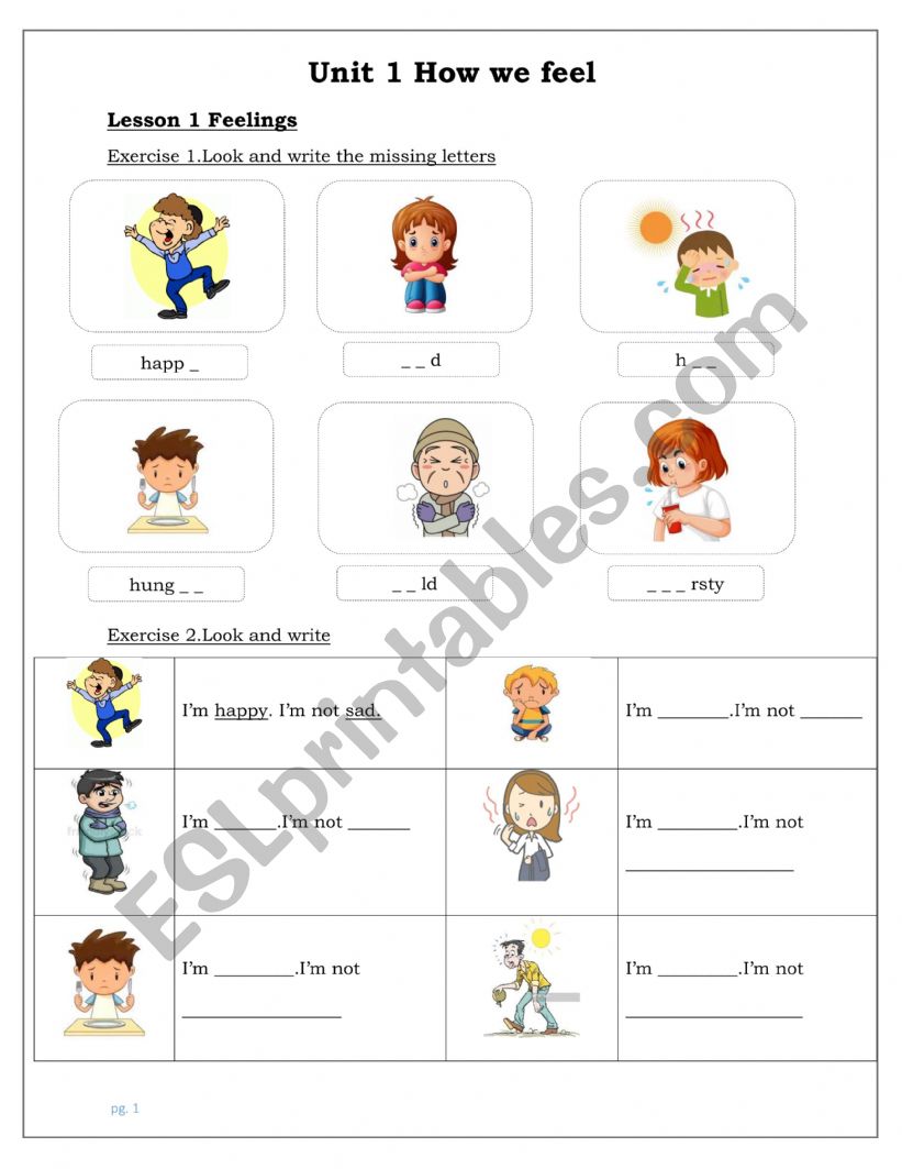 feelngs worksheet