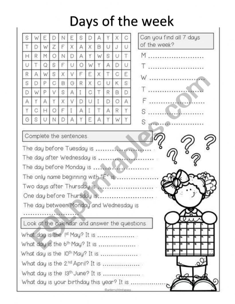 english-worksheets-days-of-the-week