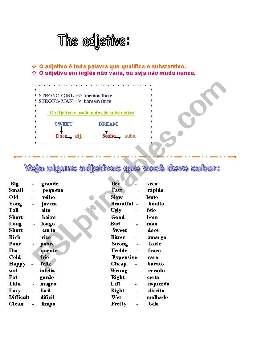The adjective worksheet