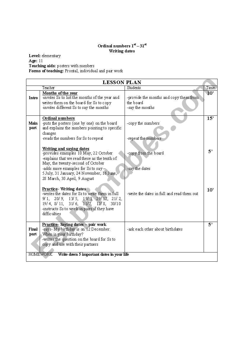 ordinal-numbers-1st-31st-writing-dates-esl-worksheet-by-jacaa