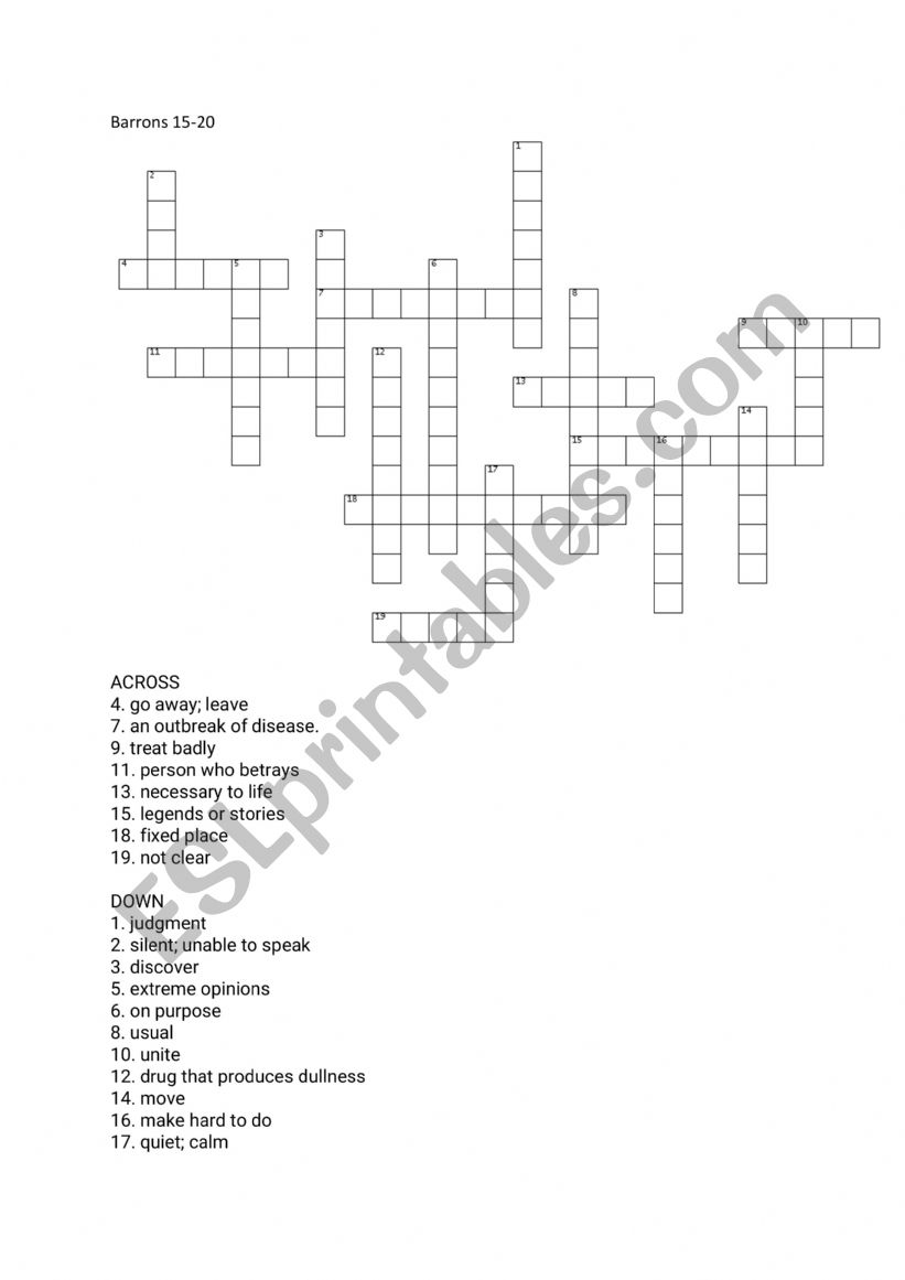 Barron�s Puzzle worksheet