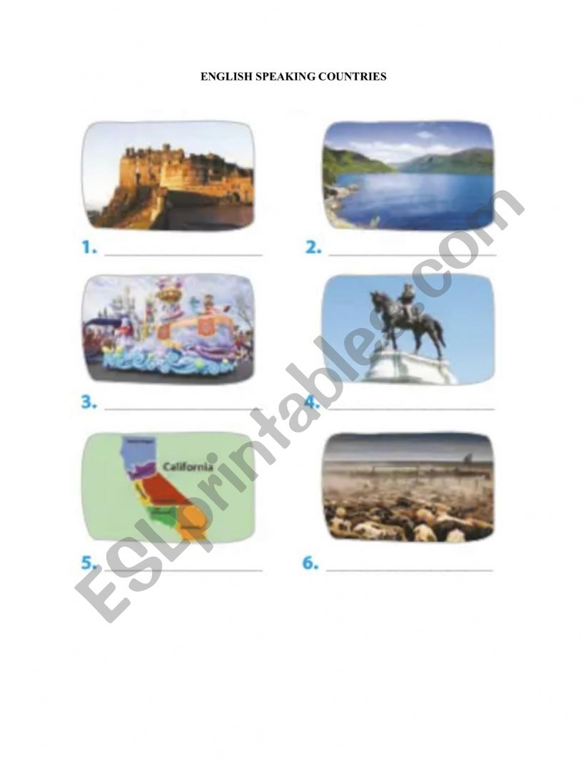 english speaking countries worksheet